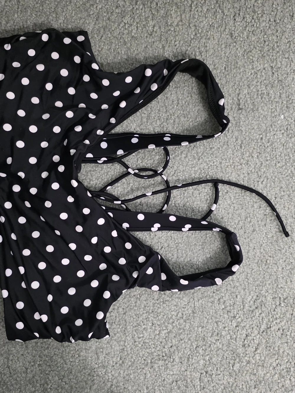 Black Polka Dot Scoop Bikini Top & High Waist Bottom - Women Swim - Picture 5 of 5